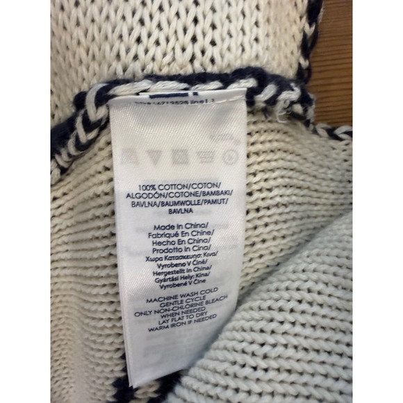 Chaps Women's 1X Blue Cream Aztec Geometric Knit Vest‎ Sleeveless Shawl Collar - Picture 6 of 8